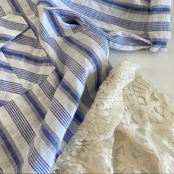 NWOT Tassels N Lace Blue Striped Button Down Tunic - Picture 5 of 9